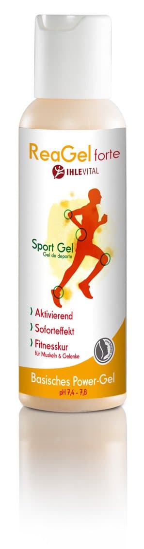 ReaGel forte, Ihlevital, basisch, Sportgel, Sport Gel, Gelenkgel, Gelenk Gel, Naturkosmetik, Natrue, Sport, basische Körperpflege, Produktgel, Muskeln, Gelenke, Fitnesskur, Mäusedorn, Rosskastanien, Rhododendron, Arnika, Rosmarin, Olivenöl, Jojobaöl, Pfefferminzöl