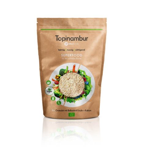 Topinambur, Ihlevital, Inulin, Kalium, Bio, Ballastoffe, Darm, Heißhunger, sättigend, Diabetes, Diabetiker, Produktbild, basisch, Blutdruck, Nerven,