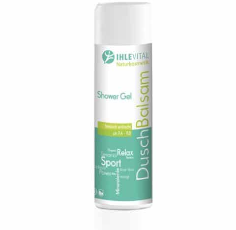 DuschBalsam, Ihlevital, basisch, basisches Körperpflege, basisches Duschgel, Duschgel, Naturkosmetik, Natrue, Säurebasenkur, Sport, Mineralerde, Loess, Produktbild